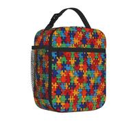 BHHJKK Borsa per il pranzo riutilizzabile per la consapevolezza dell'autismo con pezzi di puzzle per donne e uomini scatola per il pranzo spaziosa