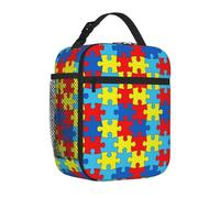 BHHJKK Borsa portapranzo riutilizzabile per donne e uomini, con puzzle di sensibilizzazione sull'autismo, spaziosa scatola per il pranzo