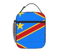 BHHJKK Borsa termica per il pranzo con bandiera del Congo, colori intensi, tessuto Oxford (100% poliestere) + trapuntatura + PEVA