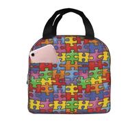 BHHJKK Borsa termica per il pranzo, per la consapevolezza dell'autismo, con motivo a puzzle colorato, riutilizzabile, per donne e uomini