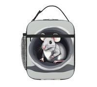 BHHJKK Borsa termica portatile per il pranzo, motivo: topolino nel buco, colori intensi, tessuto Oxford (100% poliestere) + trapuntatura + PEVA