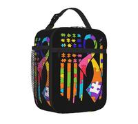 BHHJKK Borsa termica riutilizzabile per il pranzo con bandiera per la consapevolezza dell'autismo, per donne e uomini, a prova di perdite, portatile, per il pranzo