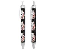 BHHJKK Carte da gioco Aces Flowers Player penna a sfera retrattile inchiostro blu penna a sfera penna da lavoro per uomini donne 2 pezzi, stile