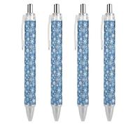 BHHJKK con motivo fiocco di neve penne a sfera a punta fine (0,5 mm) penne retrattili lisce penne gel inchiostro nero 4 pezzi