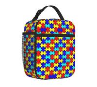 BHHJKK Consapevolezza dell'autismo Puzzle colorato pezzo riutilizzabile isolato Cooler Lunch Bag per donne uomini a prova di perdite portatile Lunch Box