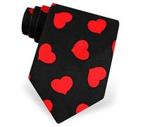 BHHJKK Cravatta da uomo nera con cuori rossi per San Valentino