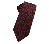 BHHJKK Cravatta religiosa da uomo con croce cristiana e cachemire, Rosso e nero, Taglia unica