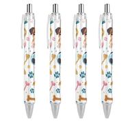 BHHJKK Cute Dogs - Penna a sfera retrattile da 0,5 mm, scrittura liscia e impugnatura morbida, per scrivania da ufficio, 4 pezzi