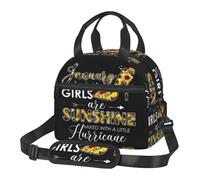 BHHJKK December Womens are Sunshine Mixed with A Little Hurricane Lunch Bag Portable Lunch Box riutilizzabile Sling Lunchbags isolato Tote Bag Cooler Pasti Organizer con tracolla rimovibile per picnic