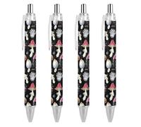 BHHJKK Elegante bella penna a sfera retrattile, con foglie autunnali e funghi freschi, 1 pezzo da 0,5 mm, comoda penna per scrittura liscia, forniture per ufficio per uomini e donne