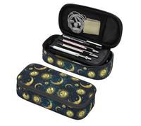 BHHJKK Fantastico astuccio con teschio messicano floreale, grande capacità, astuccio per cancelleria con cerniera, articoli per la scuola astuccio per ragazze ragazzi ufficio, Luna Oro Sole Stella,