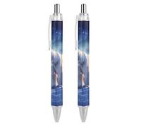 BHHJKK Galaxy Polar Bear - Penna a sfera retrattile, inchiostro blu, penna da lavoro per uomini e donne, 2 pezzi, stile