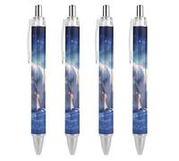 BHHJKK Galaxy Polar Bear - Penna a sfera retrattile, inchiostro blu, per uomini e donne, 4 pezzi