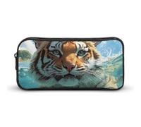 BHHJKK Gatto e tigre che nuotano nell'oceano astuccio divertente astuccio ad alta capacità organizer portatile per penne, Come nella foto, Taglia unica, Astucci per matite