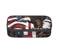 BHHJKK Grande capienza scomparto aquila con bandiera USA stampa astuccio astuccio per forniture per ufficio, Come nella foto, Taglia unica, Astucci per matite