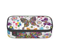 BHHJKK Grande capienza scomparto bianco motivo floreale colorato farfalle stampa astuccio astuccio per forniture per ufficio, Come nella foto, Taglia unica, Astucci per matite