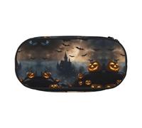 BHHJKK Halloween pipistrelli volanti 3 penne stampa astuccio in nylon con cerniera per pennelli trucco ufficio uomo donna adulto, Come nella foto, Taglia unica, Astucci per matite