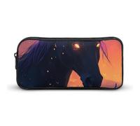 BHHJKK Hell Black Horse Flame Pencil Case Funny Pencil Bag High Capacity Storage Pouch Portable Pen Organizer, Come nella foto, Taglia unica, Astucci per matite