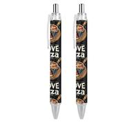 BHHJKK I Love Pizza - Penna a sfera retrattile, fusto rotondo, punta fine, 0,5 mm, 4 pezzi