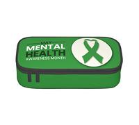 BHHJKK I Wear Green for Mental Health Awareness Month Pencil Case Large Capacity Pencil Box Pouch Cute Stationary for Women Men Adult, Come nella foto, Taglia unica, Astucci per matite