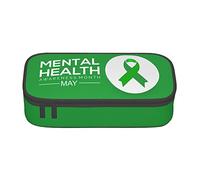 BHHJKK In May We Wear Green Mental Health Awareness Month Pencil Case Large Capacity Pencil Box Pouch Cute Stationary for Women Men Adult, Come nella foto, Taglia unica, Astucci per matite