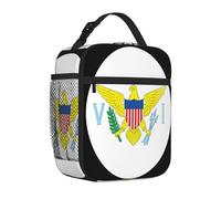 BHHJKK Isole Vergini americane Badge-Flag riutilizzabile isolato Cooler Lunch Bag per donne uomini a prova di perdite portatile Lunch Box