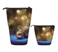 BHHJKK Khiry - Astuccio portamatite telescopico con giraffa e girasole, per ufficio, organizer retrattile, portapenne per lavoro, 17,8 x 14,5 cm, Natale glitter dorato, Taglia unica, Astucci per