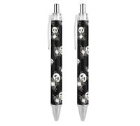 BHHJKK Panda Eating - Penna a sfera retrattile nera a punta fine da 0,5 mm, ad asciugatura rapida, scrittura liscia, 4 pezzi