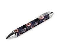 BHHJKK Penna a sfera a forma di corvo Boho Flowers, retrattile, nera, rotonda, punta fine, 0,5 mm, 4 pezzi