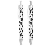 BHHJKK Penna a sfera a scomparsa a pois neri con motivo dalmata, penna a sfera retrattile, per ufficio, scuola, 2 pezzi
