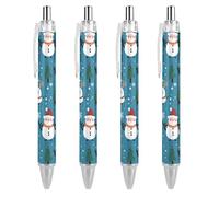 BHHJKK Penna a sfera retrattile, a forma di pupazzo di neve, Babbo Natale, punta fine da 0,5 mm, 4 pezzi, per ufficio