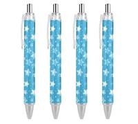 BHHJKK Penna a sfera retrattile a forma di stella, colore azzurro, 4 pezzi
