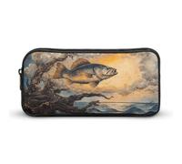 BHHJKK Pesca Pesce Saltare Fuori dal Lago Astuccio Divertente Matita Sacchetto di Alta Capacità di Immagazzinaggio Sacchetto Portatile Penna Organizzatore, Come nella foto, Taglia unica, Astucci per