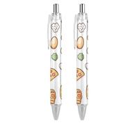 BHHJKK Pizza Waffles and s - Penna a sfera retrattile nera a punta fine da 0,5 mm, ad asciugatura rapida, scrittura liscia, 2 pezzi