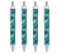 BHHJKK Polar Bear Family Northern Lights - Penna a sfera retrattile, con fusto rotondo, punta fine, 0,5 mm, 4 pezzi