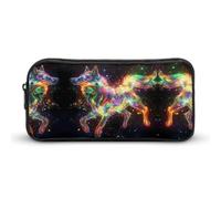 BHHJKK PSY Astuccio portapenne con lupo che corre al neon e divertente, ad alta capacità, organizer portatile per penne, Come nella foto, Taglia unica, Astucci per matite