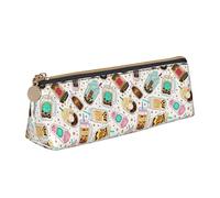 BHHJKK Simpatico astuccio a triangolo in pelle con motivo a bolle di tè a bolle per penne e cosmetici, organizer per cancelleria da scrivania, per ufficio, donne e uomini, Come nella foto, Taglia