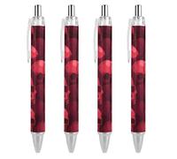 BHHJKK Skulls in Shades of Red Black - Penna a sfera retrattile, punta fine da 0,5 mm, ad asciugatura rapida, scrittura liscia, 4 pezzi
