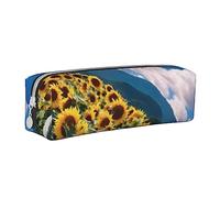 BHHJKK Sunflowers Over The Mountains, astuccio in pelle PU carino piccolo astuccio per matite con cerniera, Girasoli sopra la montagna e il campo, Taglia unica, Astucci per matite
