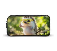 BHHJKK Un fantastico astuccio con riccio che indossa occhiali, astuccio divertente per matite ad alta capacità, organizer portatile per penne, Come nella foto, Taglia unica, Astucci per matite