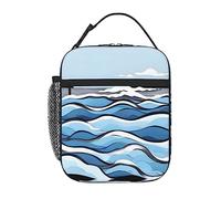 BHHJKK Waves Lapping at The Rocks, borsa termica portatile per il pranzo, colori intensi, tessuto Oxford (100% poliestere) + trapuntatura + PEVA