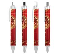 BHHJKK Year Of The Snake 2025 Happy Chinese New Year 2025 Penna a sfera retrattile portatile inchiostro nero penna a sfera penne da lavoro per cancelleria per ufficio regali, 4 pezzi