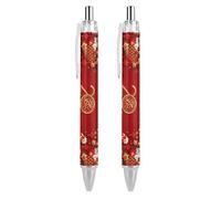 BHHJKK Year Of The Snake 2025 Happy Chinese New Year 2025 Penna a sfera retrattile portatile inchiostro nero penna a sfera penne da lavoro per cancelleria per ufficio regali, 4 pezzi