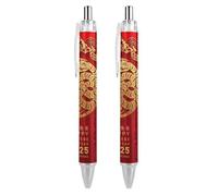 BHHJKK Year Of The Snake 2025 Happy Chinese New Year 2025 Penna a sfera retrattile portatile inchiostro nero penna a sfera penne da lavoro per cancelleria per ufficio regali, 4 pezzi