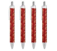 BHHJKK Year Of The Snake 2025 Happy Chinese New Year 2025 Penna a sfera retrattile portatile inchiostro nero penna a sfera penne da lavoro per cancelleria per ufficio regali, 4 pezzi