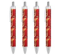 BHHJKK Year Of The Snake 2025 Happy Chinese New Year 2025 Penna a sfera retrattile portatile inchiostro nero penna a sfera penne da lavoro per cancelleria per ufficio regali, 4 pezzi