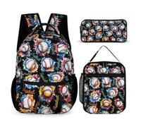 BHHJKK Zaino da scuola di baseball per bambini ragazze ragazzi, borsa per libri a tema baseball da 40 cm, zaino per la scuola di personalità per studenti bambini, sostenibile, leggero, grande