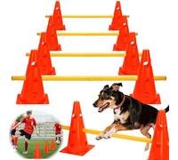 BHHTBB Agility Set per cani ostacoli per bambini, ostacoli per bambini, cani, parcour per saltare, cane Cavaletti, 8 coni 32 cm di altezza + 8 aste lunghe 80 cm, per esercizi di allenamento