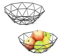 Bhina 2 Pezzi Cesto Di Frutta,Portafrutta,Cesto Frutta Filo Metallico,Portafrutta Grande Metallo,Fruttiera Nera,Fruttiere In Metallo,Per Frutta,Verdura,Pane,Torta,Cosmetici,Asciugamani (Nero)