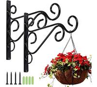 Bhina 2 Pezzi Gancio per Piante,Gancio per Piante da Parete,Staffe per Cestini Sospesi,Con Viti, Usate per Appendere Lanterne,Luci Notturne,Piante,Campanelli Eolici,Neri